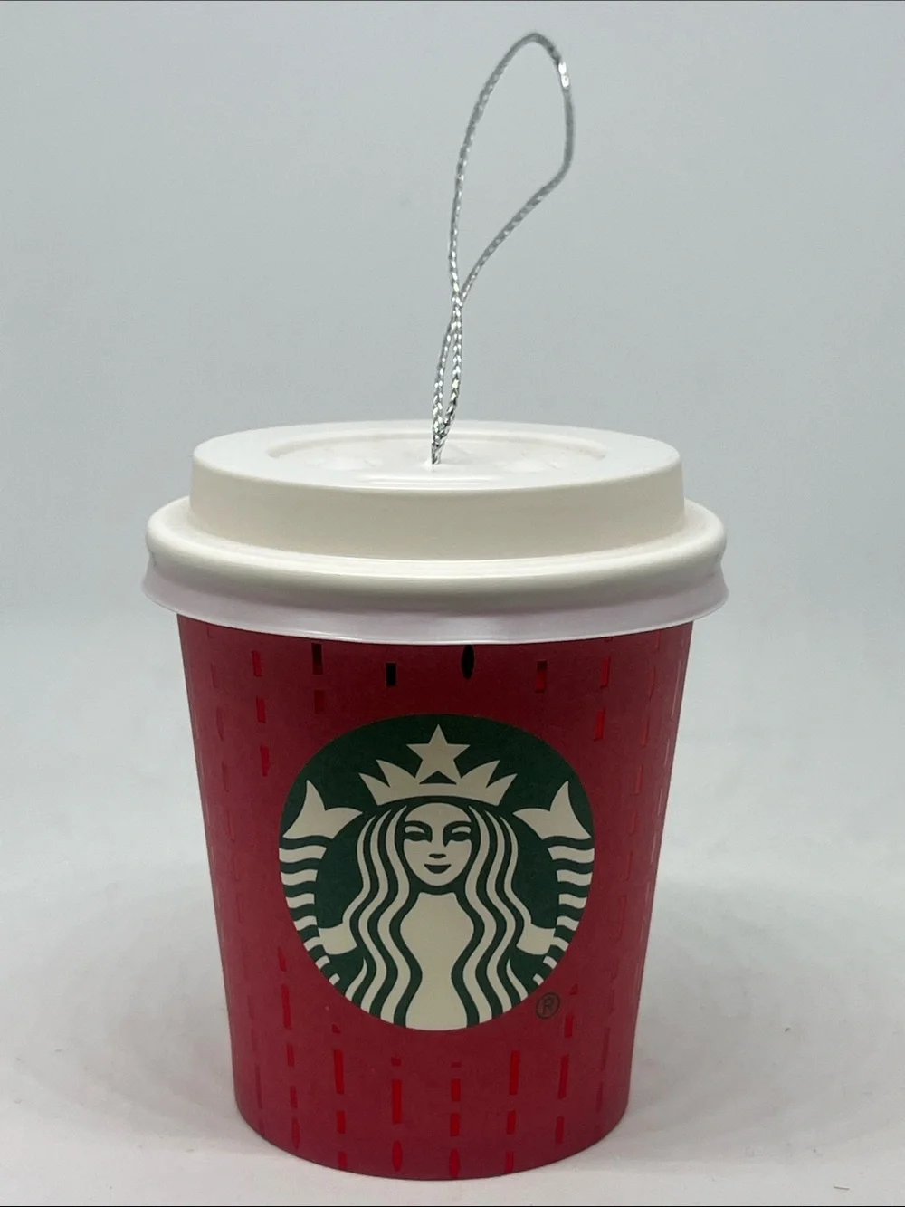 Starbucks Red Mini Coffee Cup Ornament with White Lid and Green Logo